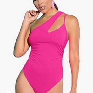 NWOT Hot pink one shoulder Bodysuit